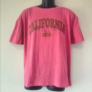 SHEIN Pink Short Sleeve Tee California Print